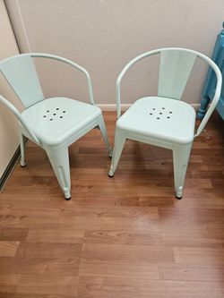 Teal Metal Chairs-Kids