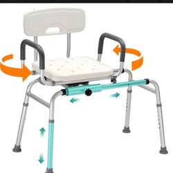 PETKABOO Swivel Shower/Bath Chair Adjustable Height Removable Backrest Armrest