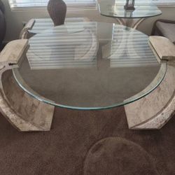 Stone and Glass Table Set-3 Piece