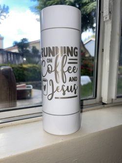 Engraved Jesus tumbler with lid and straw