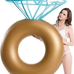 Inflatable Diamond Ring Pool Float - Engagement Ring Bachelorette Party Float Stagette Decorations Swimming Tube Floaty Outdoor Water Lounge for Adult