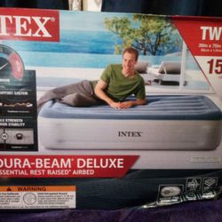 Brand New Still In Box!Intex Twin Size 15 Inch Height Dura Beam Deluxe Essential Rest Raised Air Bed
