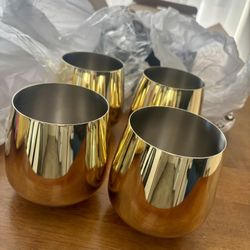 Gold Stainless Wine Glasses Brand New