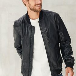 Lucky Brand Leather Bomber Jacket 