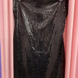 Short Black Sexy Sequin Size Medium Large Drag Queen Costume Show Dress