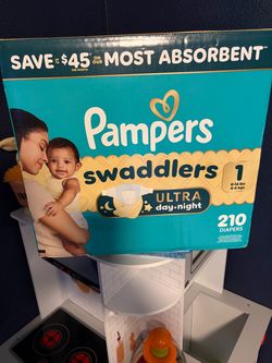 Pampers Swaddlers Ultra Day+Night Size 1 Diapers 210 Count