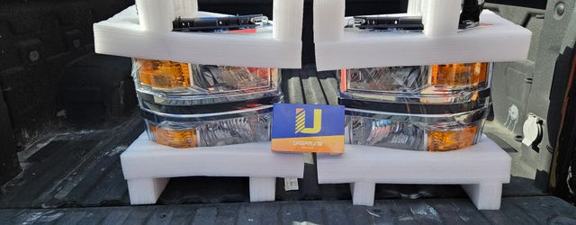 For 2014-2015 Chevy Silverado 1500 Pickup Chrome Headlights Headlamps