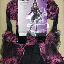 Halloween Gothic Witch Costume  Woman Small 4-16 Includes Dress & Hat NEW!