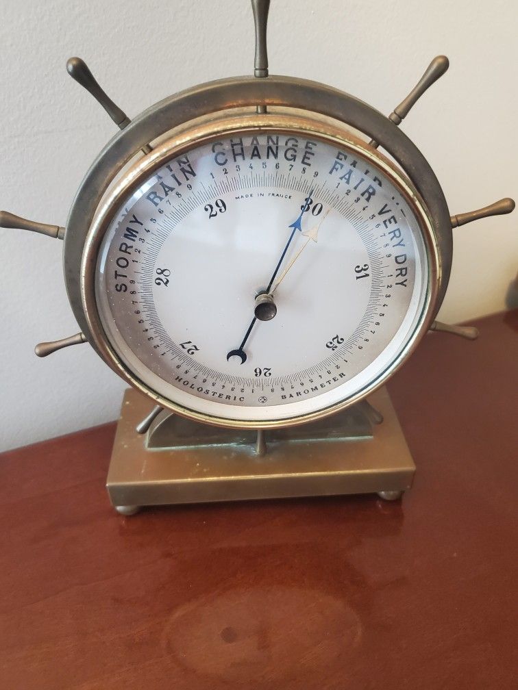 ANTIQUE NPHB HOLOSTERIC BAROMETER ~ SHIP'S WHEEL STYLE ~ 19TH CENTURY ~ FRANCE