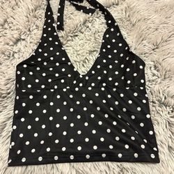 polka dot halter neck top