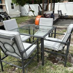 Outdoor Glass Table With 4 Chairs 