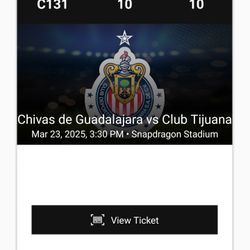 CHIVAS DE GUADALAJARA VS CHOLOS DE TIJUANA TICKET FIELD CLUB SEAT