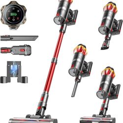 Cordless Vacuum Cleaner, 600W/50KPa/70Mins Vacuum Cleaners for Home, Self-Standing Stick Vacuum with Anti-Tangle Brush & OLED Touch Screen, Vacuum Cle