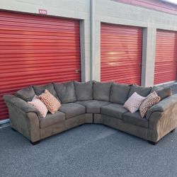 Brown Sectional Sofa Couch 