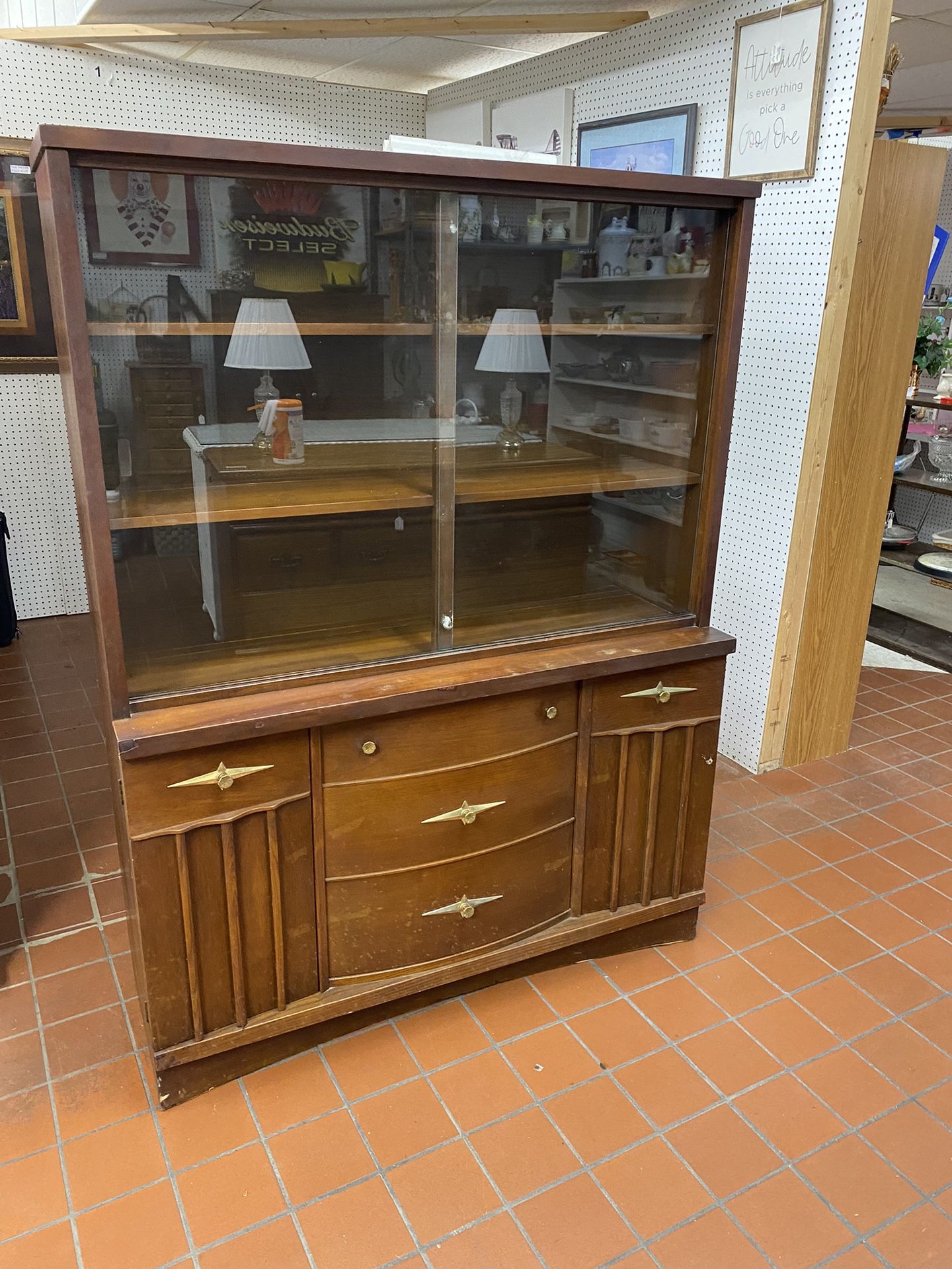 Mid Century Walnut Hutch by Stanley Furniture