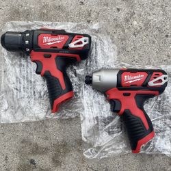 Milwaukee M12 12V Lithium-Ion Cordless Drill Driver Impact Driver Combo 2-Tool  $69 New