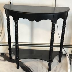 Decor Therapy Simplify Half Round Accent Table, Shelf Side, 28.5" x 28.5" x 12" - Black