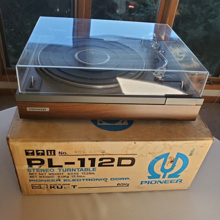 Vintage Pioneer PL-112D Turntable & Shure M91ED Cartridge & New Hi Track Stylus Needle