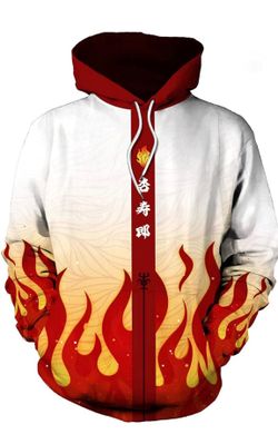 Demon Slayer Rengoku Kyoujurou Cosplay Hoodie, Adult 2X Large *BRAND NEW*