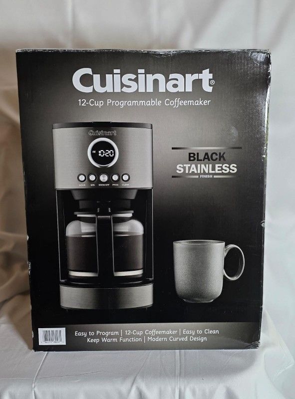 Cuisinart 12-Cup Programmable Coffeemaker Black Stainless – New Open Box