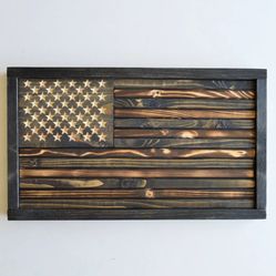 Wooden American Flag Decor (charred)