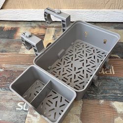 Poolside Storage Basket with Cup Holder, Above Ground Pool Accessories, 3-in-1 Swimming Pool Hanging Storage Baskets to Organize Cups & Towels