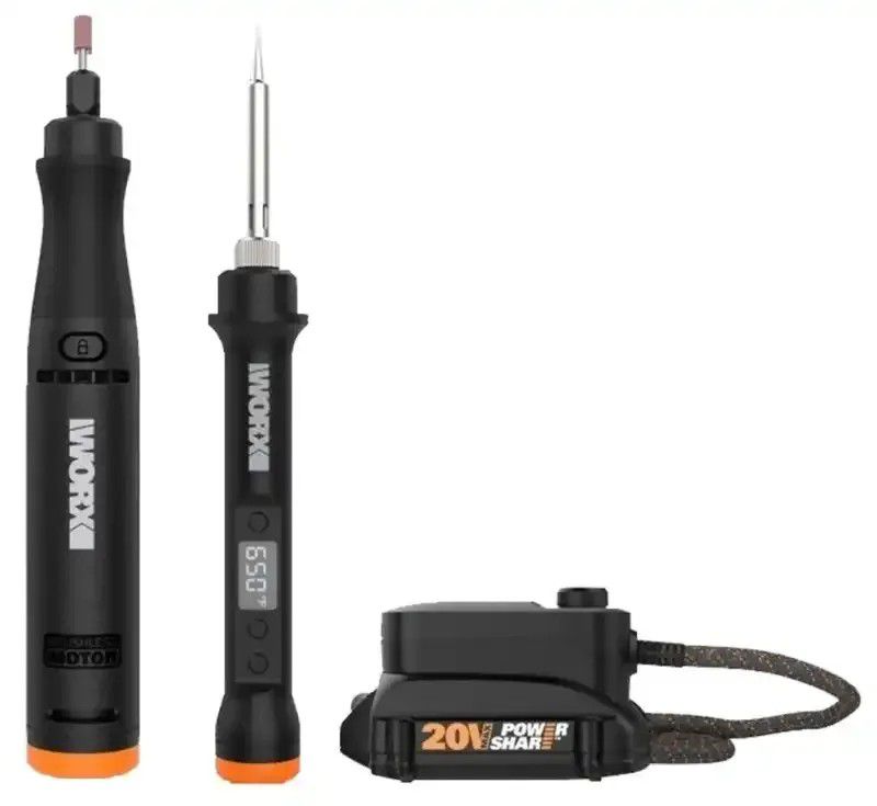 Worx Maker X Power Share Kit Witn Rotary Tool And Soldering Iron With Charger 2 20 Volt Battery's And Charger And Storage Bag