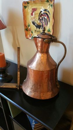 Hammered copper Turkish water pitcher