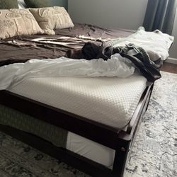 Solid Wood Twin Beds w/ Memory Foam Mattress 