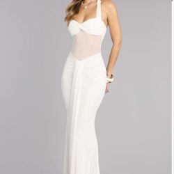 White Mesh Formal Dress (Windsor) 