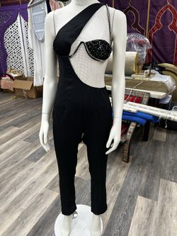 Black Sequin Diamante Jumpsuit