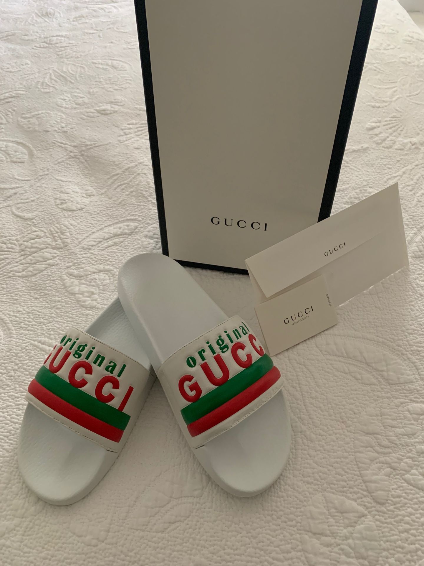 Men's Original Gucci Slide Sandal Size White Rubber