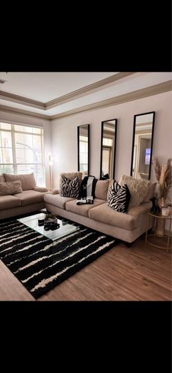 BEIGE MODERN SOFA COUCH TWO PIECE