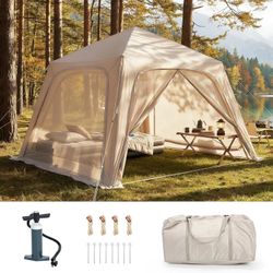 NAIZEA Inflatable Tents Blow Up Tent Waterproof Air Glamping 4- 6 Person 97 sqft