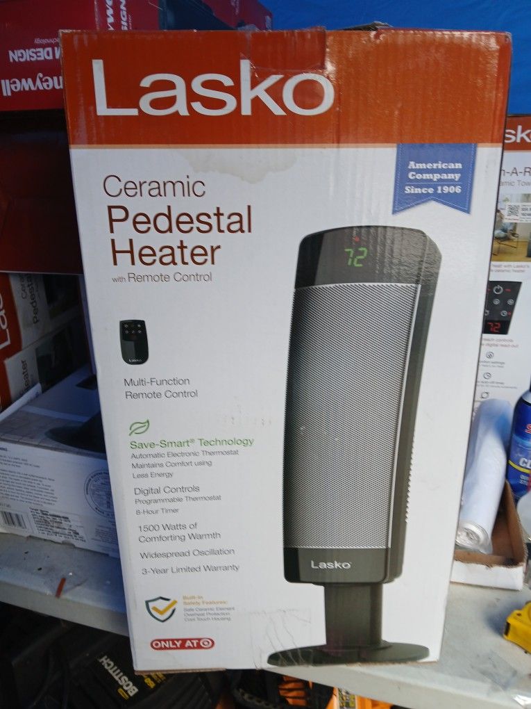 New Lasko Digital Ceramic Pedestal Tower Portable Space Heater w/ Remote 1500W