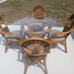 Boho Natural Rattan Dining Set 