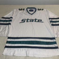Michigan State Spartans Steve & Barrys Hockey Jersey Mens Medium White Ccha