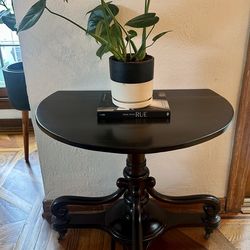 Vintage Solid Wood Round Side Table / Plant Stand / Entry Table