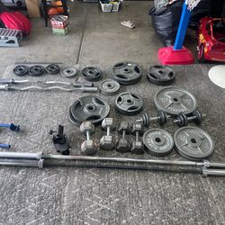 Weight set with Half rack and lat pull Down machine