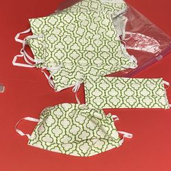white and green damask face masks 10 pieces 