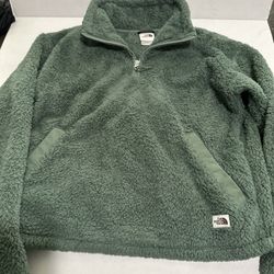 North Face Green Fleece Pullover With Pockets Size M 