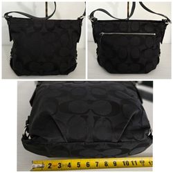 Coach Signature Hobo Duffle Crossbody or Shoulder Bag Black No.F15067