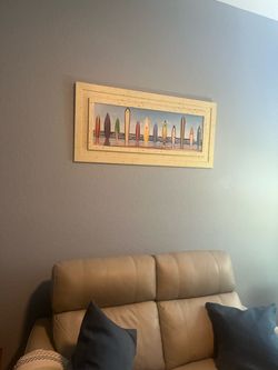 Framed Surfboard Beach Wall Art