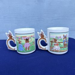 Vintage Bunny Rabbit Coffee Mugs (Set of 2)