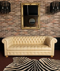 Curved Tufted Velvet Loveseat Hollywood Regency • Glam Luxe • Champagne Velvet