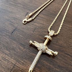 Gold Filled Rope Chain With Cross Pendant