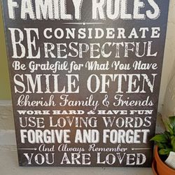 Canvas Family Rules Wall Art