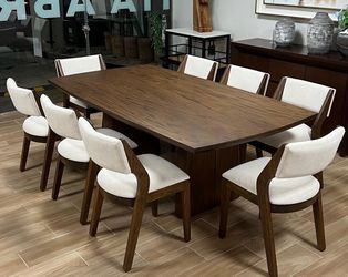 10-Piece Dining Table Set with Upholstered Chairs