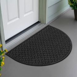 Basketweave Onyx 24 in. x 36 in. Half Round Indoor/Outdoor Mats NEW