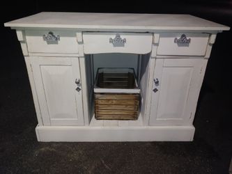 Farmhouse Distressed White Antique Cabinet BEAUTIFULLY REFURBISHED! ~ WESTSIDE